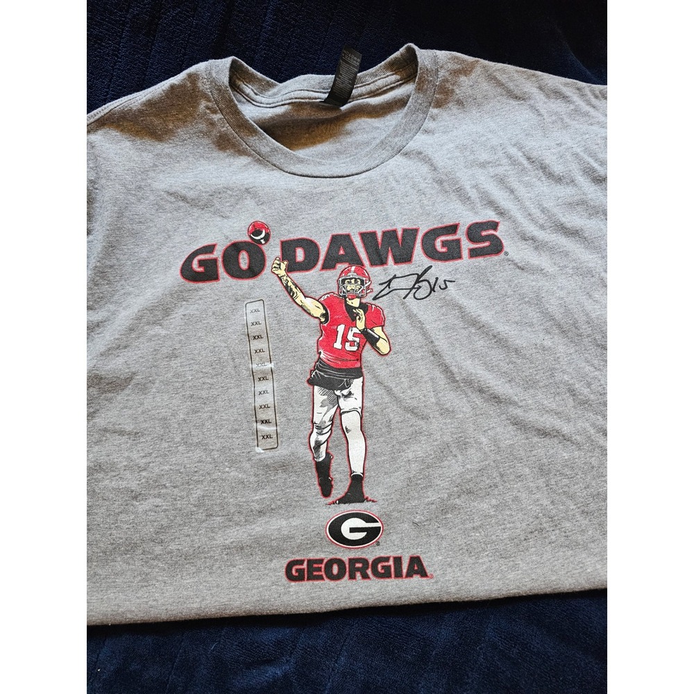 Georgia Bulldogs Carson Beck Go Dawgs T-Shirt XXL Gray NCAA Football UGA Tee